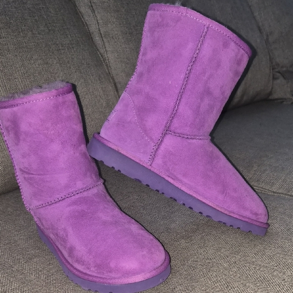 UGG Purple Suede Shearling Sole Boot - Picture 2 of 5